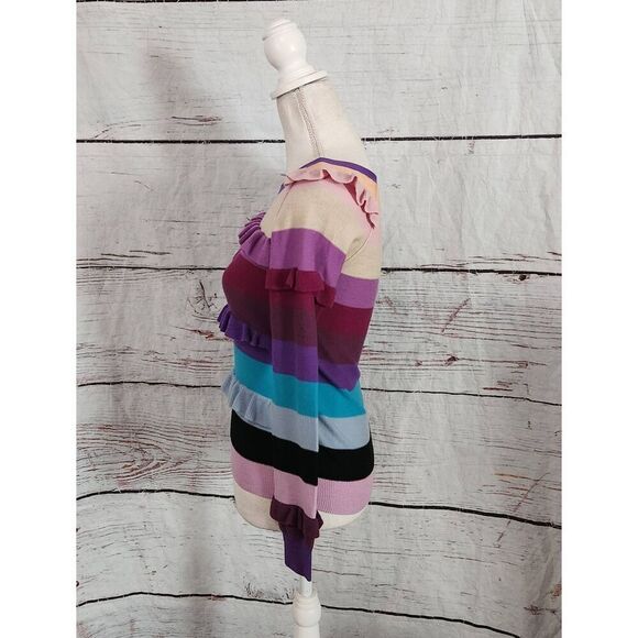 Sonia Rykiel Merino Wool Multicolor Ruffle Sweater Size Small - Picture 3 of 5